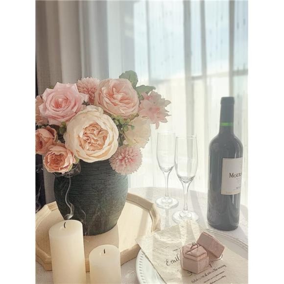 Roses Artificial Flowers Pink Silk Peonies Bulk for DIY Wedding Bouquet Bridal - Picture 3 of 6